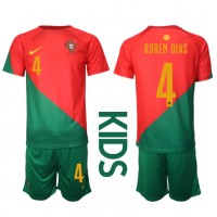 Camisa de Futebol Portugal Ruben Dias #4 Equipamento Principal Infantil Mundo 2022 Manga Curta (+ Calças curtas)
